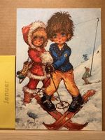 AK mit Kunst von Michel Thomas Ski fahren
