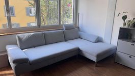Pfister BALTIMORE Ecksofa hellgrau mit Récamiere
