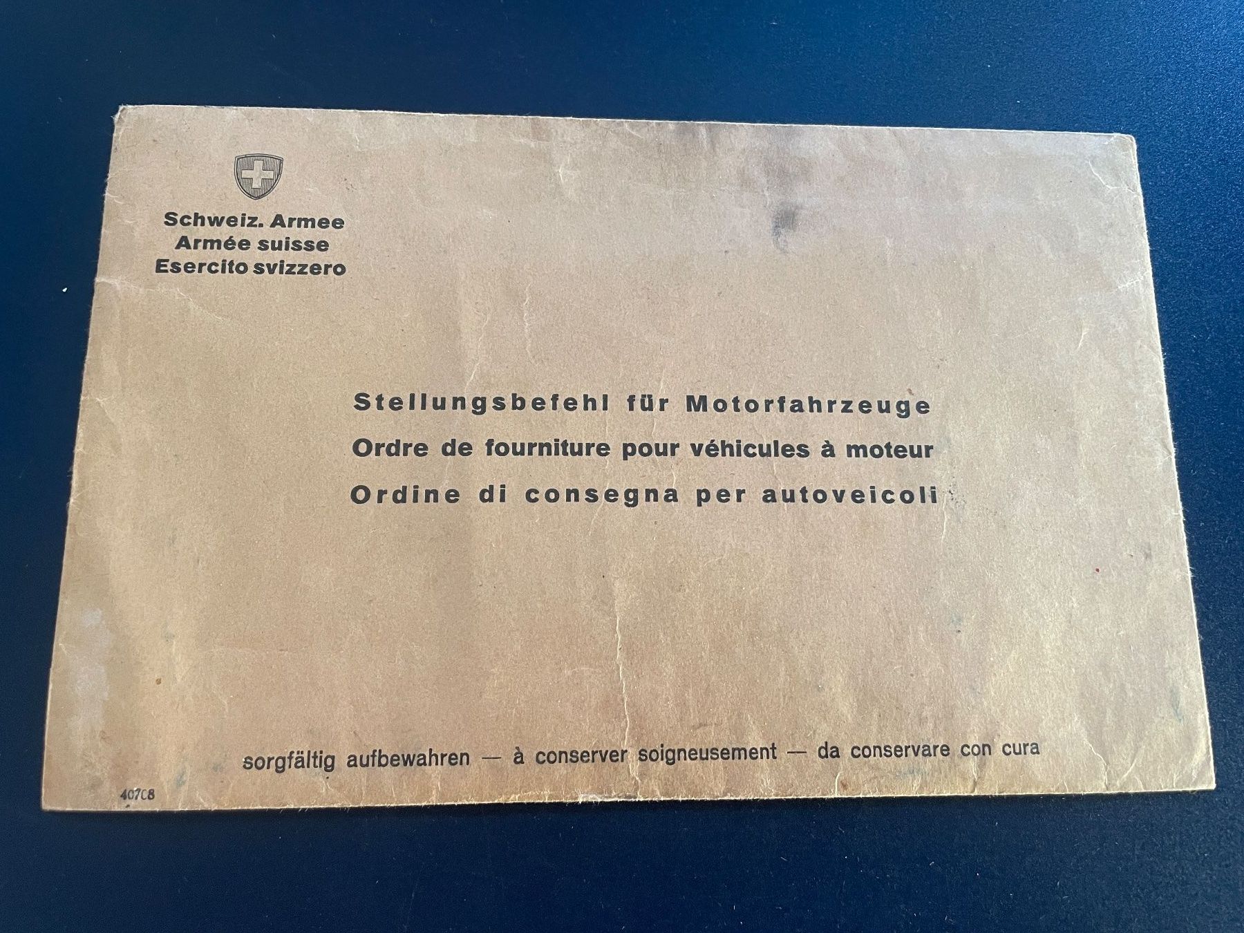 Documenti: Schweizer Armee Dokumente 1957 Stellungsbefehl – Usato da Volketswil venduto da rubin74