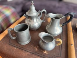 Antikes Pewter Zinnset Cornish/James Dixon