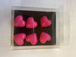 6 Magnet en forme de coeur rose, neuf!