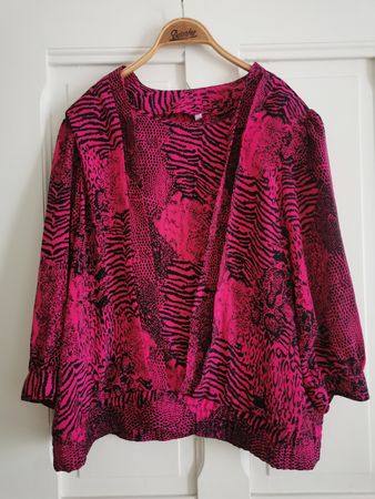 Vintage Animalprint Bluse leicht, pink, Gr. M/ L, 80ies