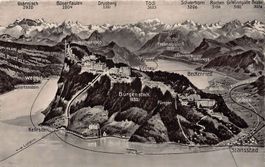 Vogelschau-AK Bürgenstock, Hotel Fürigen, gelaufen 1949