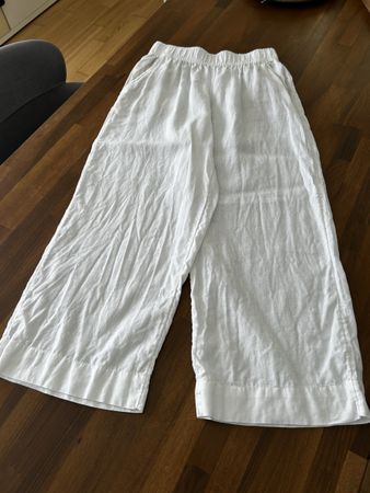TAHARI Luxus LEINENHOSE Weiss – Gr. S – 100% Leinen 