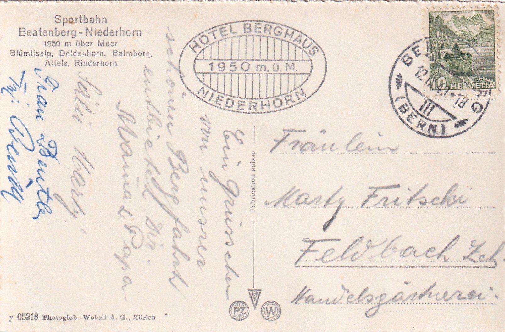 Cartoline postali: Sportbahn Beatenberg-Niederhorn /bb – Usato da Hombrechtikon venduto da Rudolf07 1