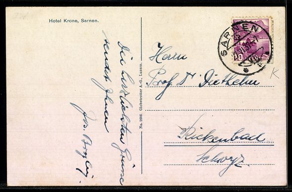 Cartes postales: AK Sarnen, Hotel Krone mit Garten – D'occasion à Berlin par bartko-reher 1