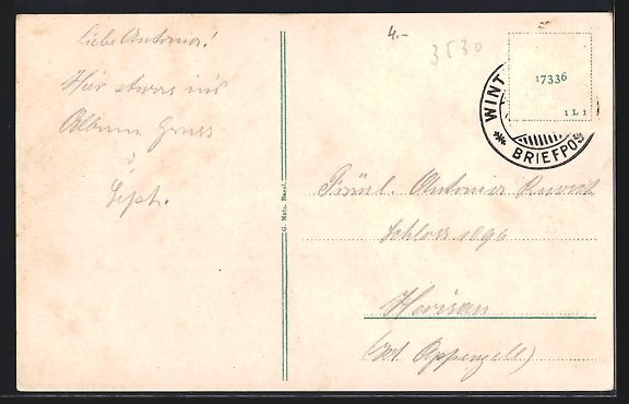 Cartoline postali: Winterthur, Technikum, Stadthaus, Aussic – Usato da Berlin venduto da bartko-reher 1