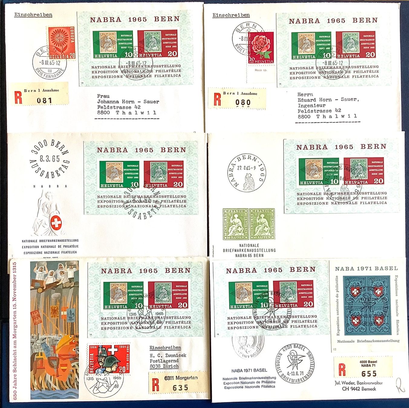 Alle Briefmarken: 1965 Nabra Bern / Div.FDC und Briefe – Gebraucht aus Liestal von Skunk02