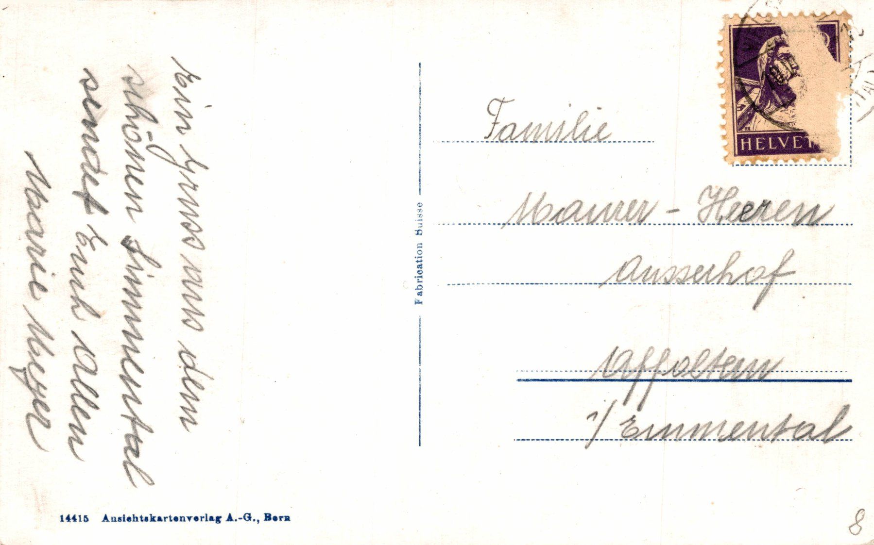 Cartoline postali: Bergli bei Weissenburg (Simmental) – Usato da Bronschhofen venduto da Astore 1
