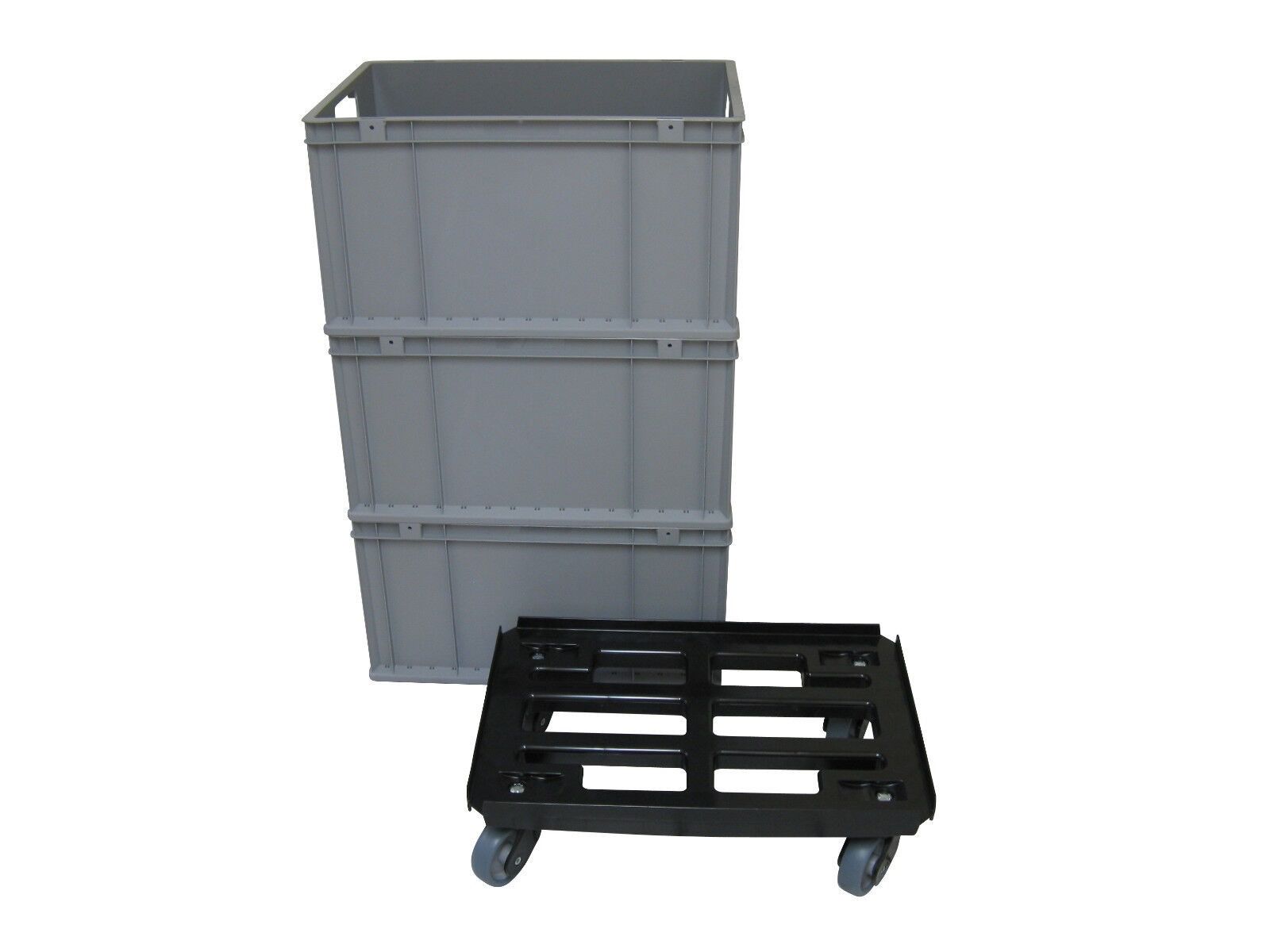 Transportroller WTR/G/W641/1/100/SP/2F – 600x400 Mm, ABS, 250 Kg Tragkraft, 4 Gummirollen, 2 Feststeller