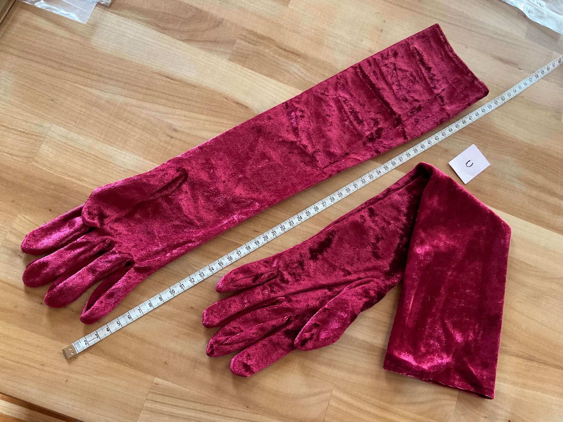 Guanti & manicotti: Stoff Samt Handschuhe Bordeaux lang – Nuovo (secondo la descrizione) da Rümlang venduto da resale35