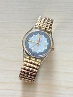 Swatch Armbanduhr 1992 Goldfarbenes Metallband Gebraucht