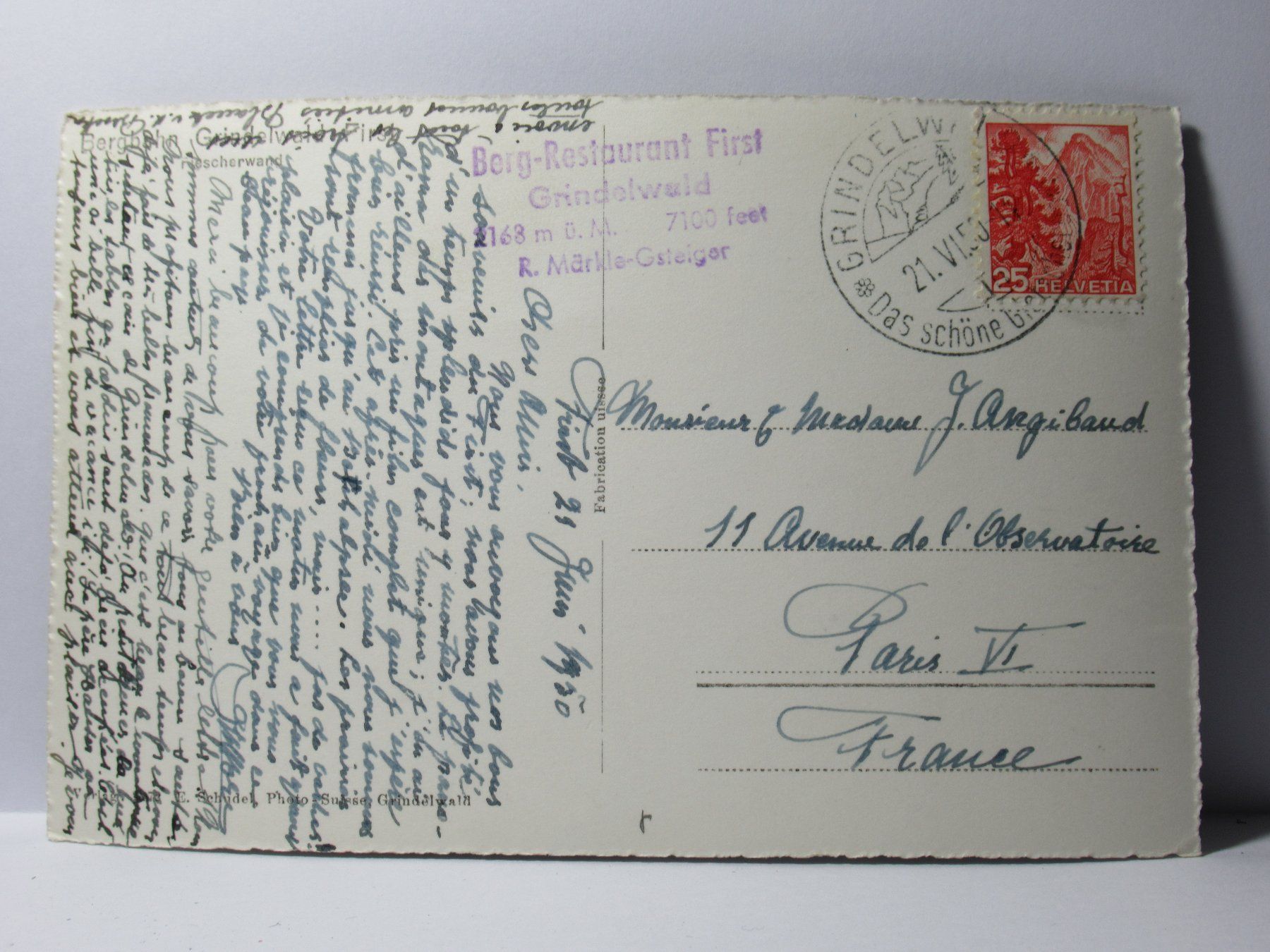 Ansichtskarten: Bergbahn Grindelwald 1950 – Gebraucht aus Grenchen von Bluemchen1900 1