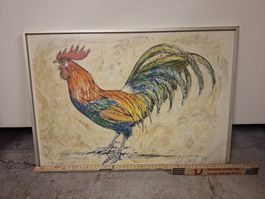 Lithograpy Hahn, signiert und datiert, 70er Jahre