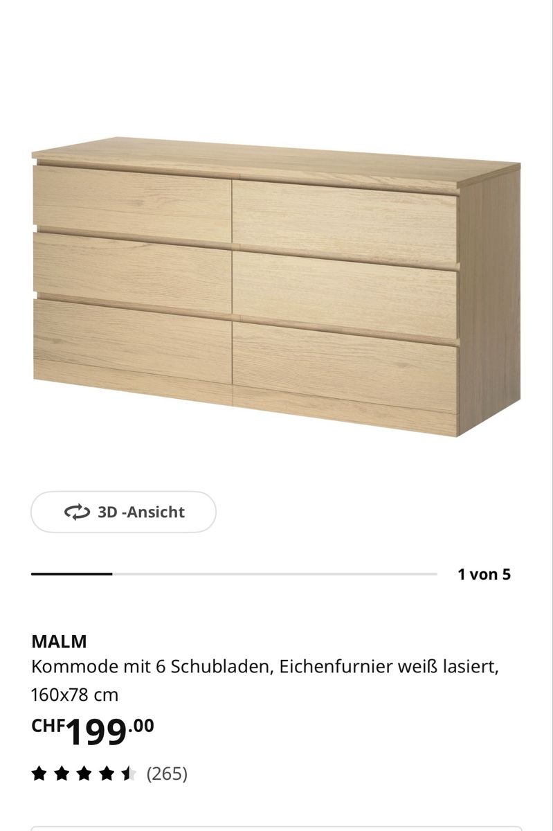 Ikea Commodes: 2x IKEA MALM Kommode Eichenfurnier – D'occasion à Muttenz par Tschulietta_105