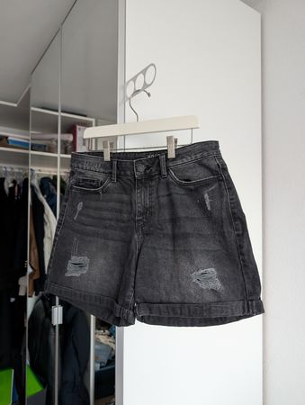 Jeans-Shorts mit Used-Details, Noisy May, Schwarz, Grösse M