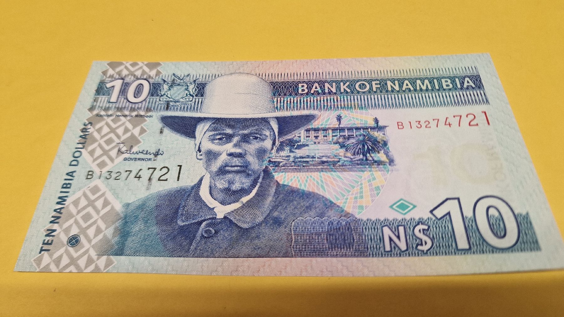 Banconote: Namibia 10 Dollar Note, Selten, Sammlerstück, Top – Nuovo e nell'imballaggio originale da Herisau venduto da Antiques.AR