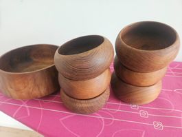 Schale Holz Schüsselset 7-teilig Vintage 60er Jahre Teakholz