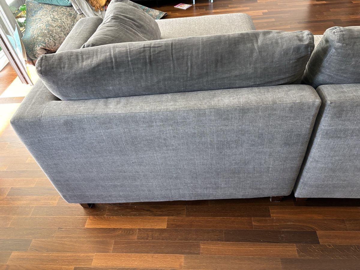 Divani: Grosses Ecksofa Valmondo Gaala grau Leinenstoff – Usato da Thal venduto da A.Staiti 2