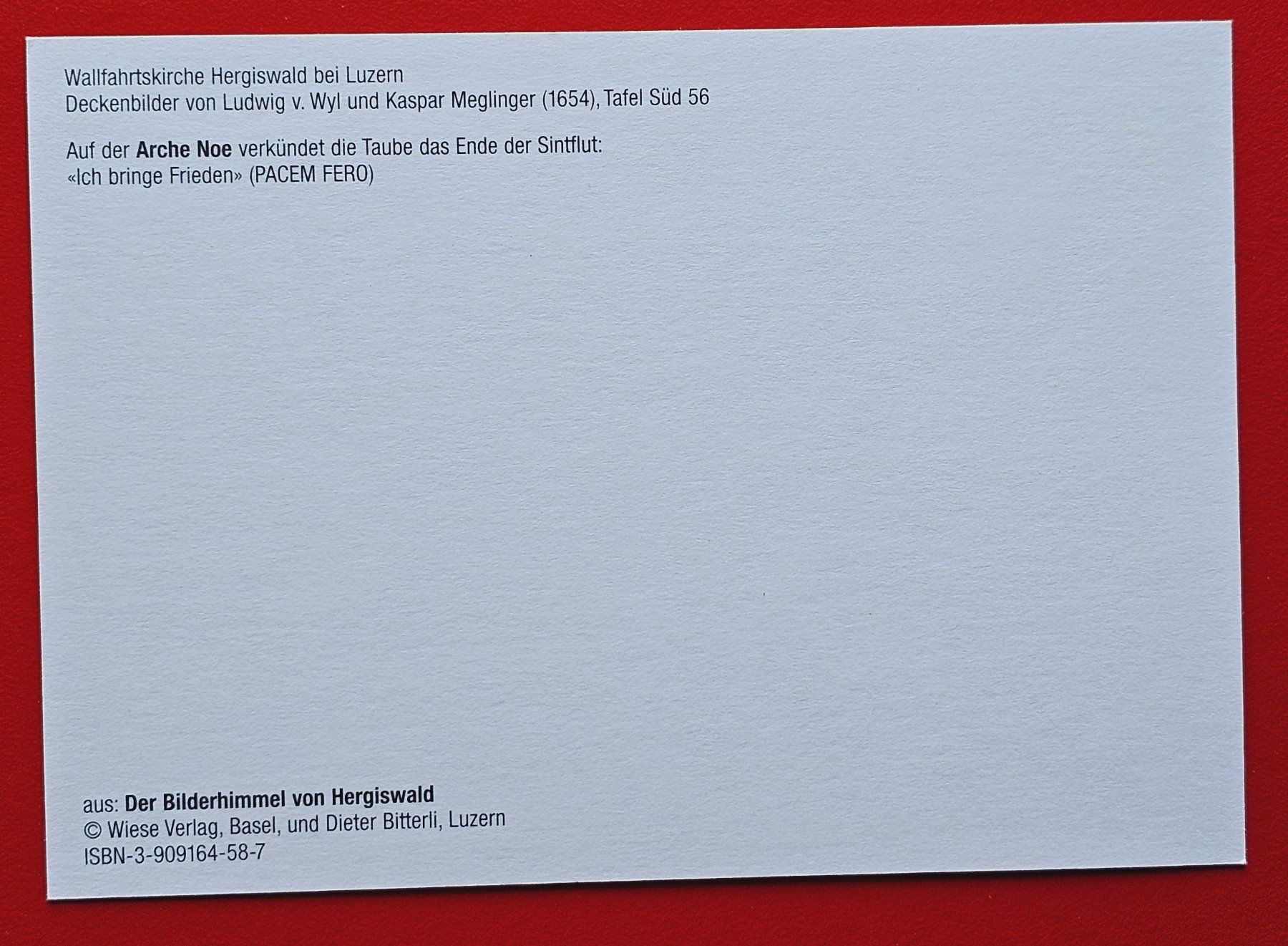 Cartoline postali: AK WALLFAHRTSKIRCHE HERGISWALD LUZERN DECKENBILD FRIEDEN – Nuovo (secondo la descrizione) da Düdingen venduto da Quartierstrasse 1
