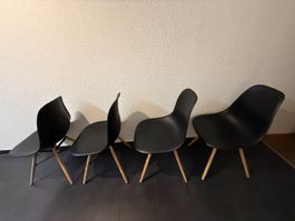 Schwarze Stühle, 4 Stk. im Set, Skandinavisch, Vlntage