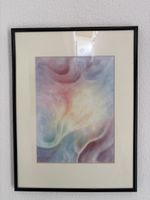 Abstraktes Aquarellbild mit Rahmen,, Glass und Alu