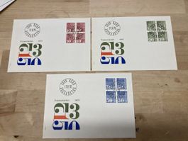 3 Kuverts Ersttagsbrief 1970, 50 Rp., 20 Rp. & 10 Rp.