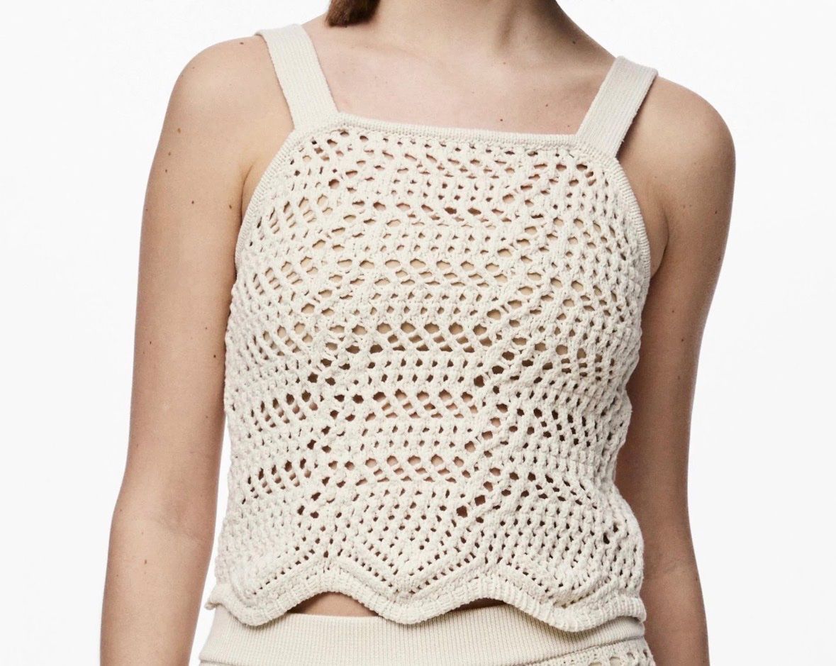 Pieces Top: Beige Crochet Summer Top – Nuovo e nell'imballaggio originale da Zürich venduto da di_archive 5