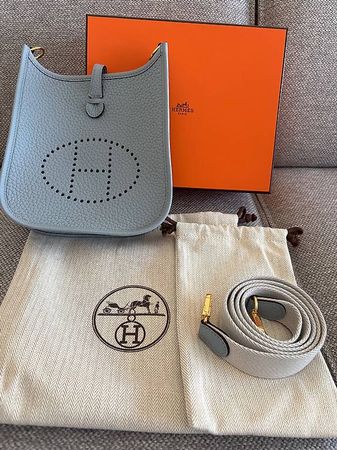 Hermes Evelyne TPM Bleu Lin/Gris Perle GHW