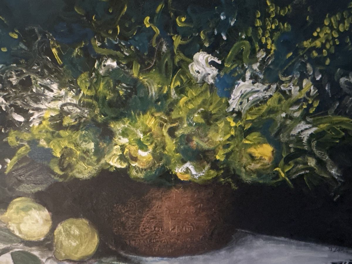 Dipinti: Blumen & Zitronen Öl-Gemälde gerahmt – Usato da Glarus venduto da KunstWerkEr-LS87 4