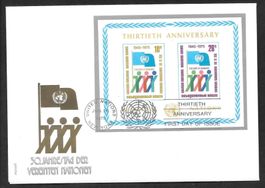 FDC UNO New York Block 30 Jahre UNO ET 26.6.1975