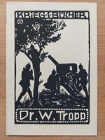 Exlibris Anton Rauh - Original Linolschnitt Kriegsbücher Rar