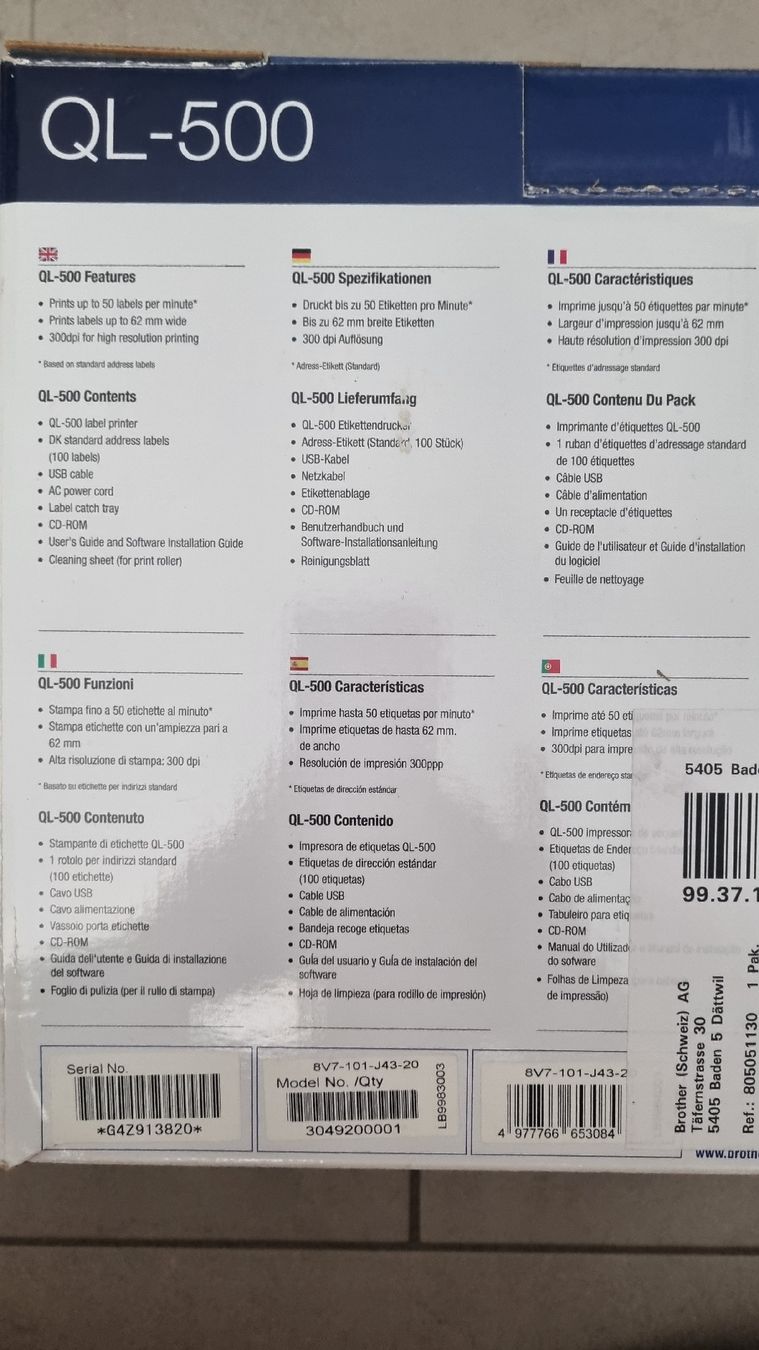 Brother Stampanti: Brother QL-500 Etikettendrucker – Nuovo e nell'imballaggio originale da Utzenstorf venduto da Kiyora 3