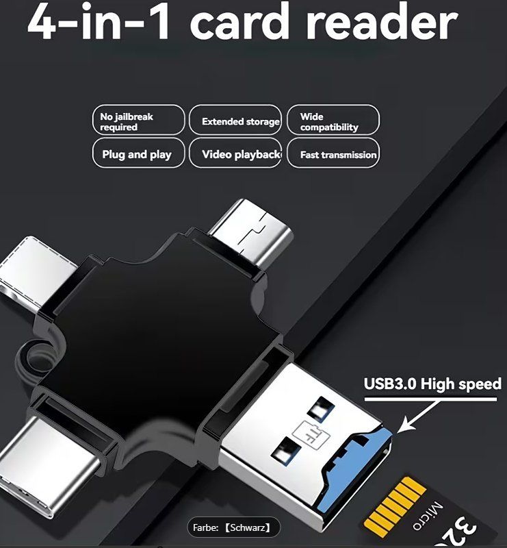Lettori di schede: 4-in-1 USB 3.0 OTG Adapter mit SD/TF Kartenleser – Nuovo (secondo la descrizione) da Nidau venduto da EXP40