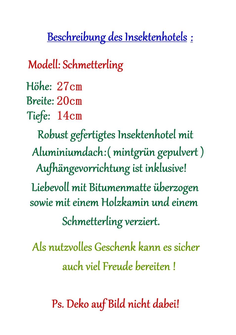Alveari: Insektenhotel Schmetterling – Nuovo (secondo la descrizione) da Linden venduto da Mb2bb 4