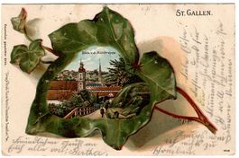 'Blatt-Litho'  St. Gallen, Blick v. d. Mühltreppe