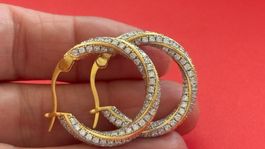 Luxus Elegante Creolen  Ohrstecker Farbe Gold Zirkonia