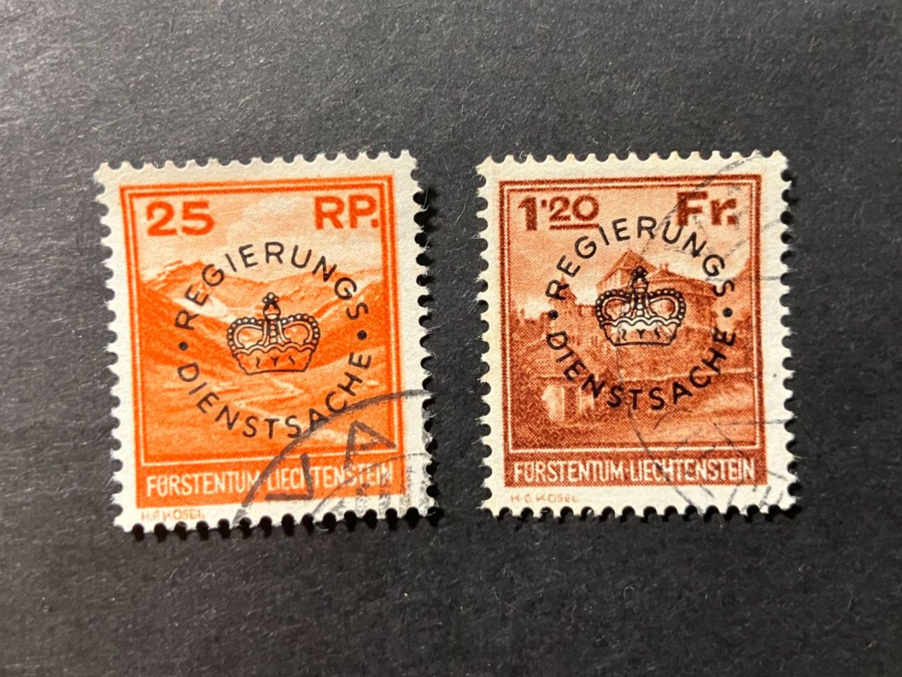 Tutti i francobolli: Dienstmarken 1933, Mi 9+10, gestempelt, KP 600.-- – Usato da Würenlos venduto da Eulenpostuhu