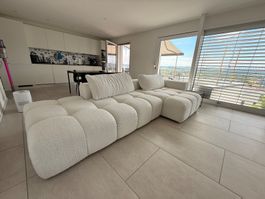 L-Ecksofa Como weiss, L:334cm, B:152cm, super Zustand!