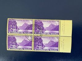 1938 ProPatria Viererblock geriffelte Gummi;gestempelt,super