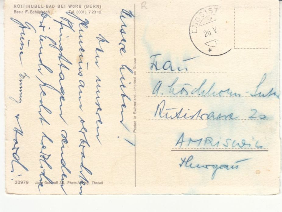 Cartoline postali: Rüttihubel-Bad ca. 1950 – Usato da Bürglen TG venduto da StampGraf 1