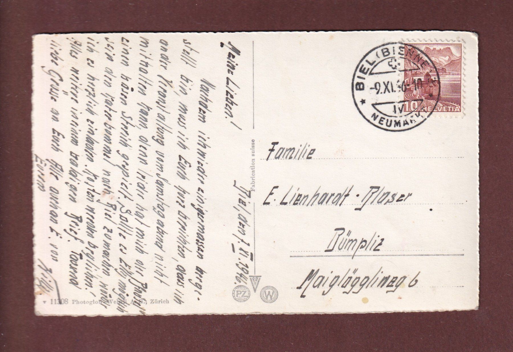 Ansichtskarten: BIEL - Bezirksspital - 1946 – Gebraucht aus Pully von nicecards-shop 1