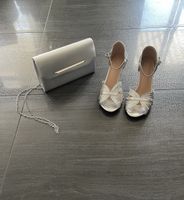 Schicke Silberschuhe Gr.38 mit passender Clutch, Sommerfestl