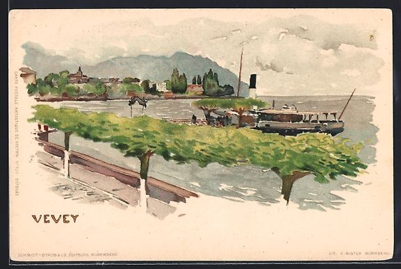 Ansichtskarten: Fritz Voellmy: Vevey, Dampfer vor der Or – Gebraucht aus Berlin von bartko-reher