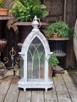 XXL Laterne ca. 80 cm Gotik Metall Glas Weiss