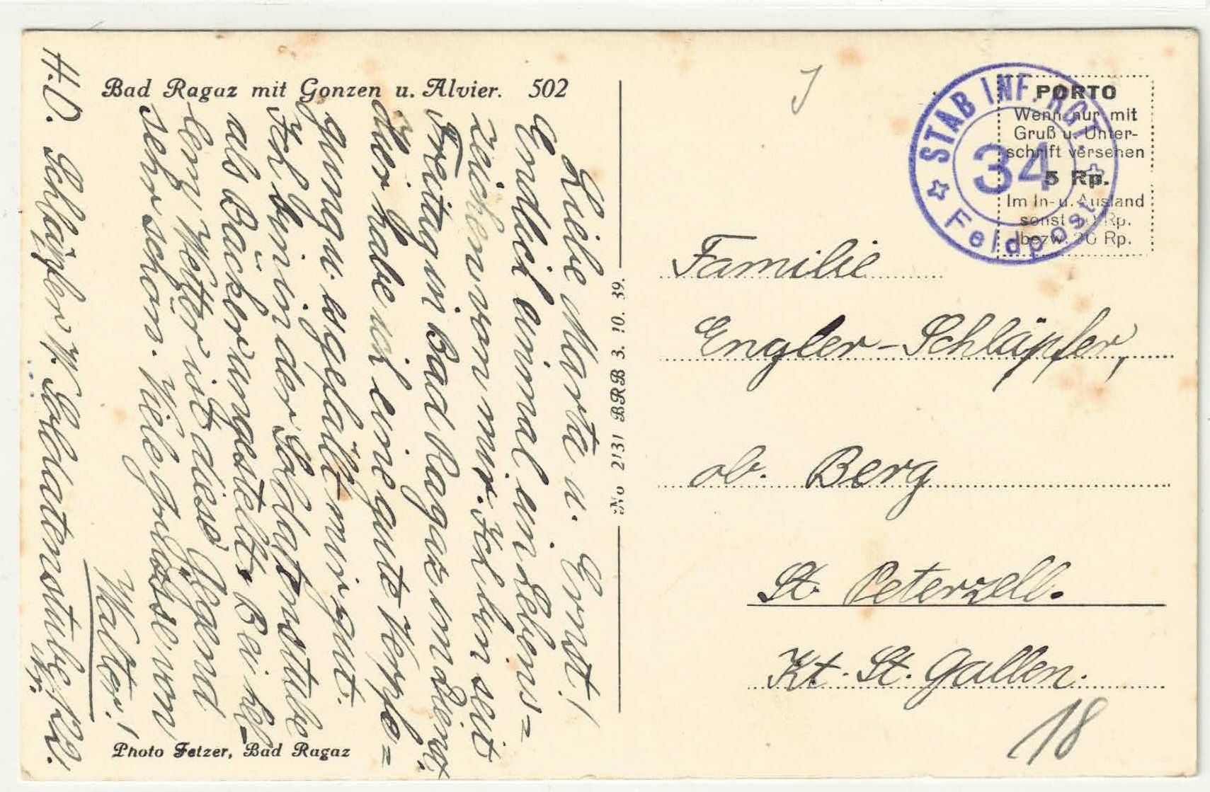 Cartoline postali: Bad Ragaz mit Gonzen und Alvier – Usato da Ettingen venduto da Kartenplanet 1