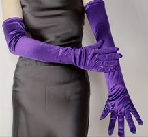Guanti lunghi viola velluto taglia unica nuovo