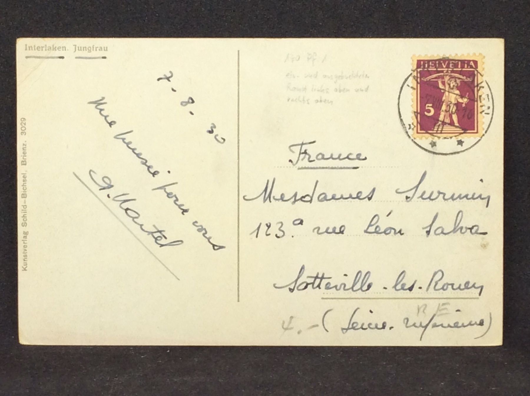 Cartoline postali: Interlaken, Jungfrau – Usato da Widnau venduto da Brusi9 1