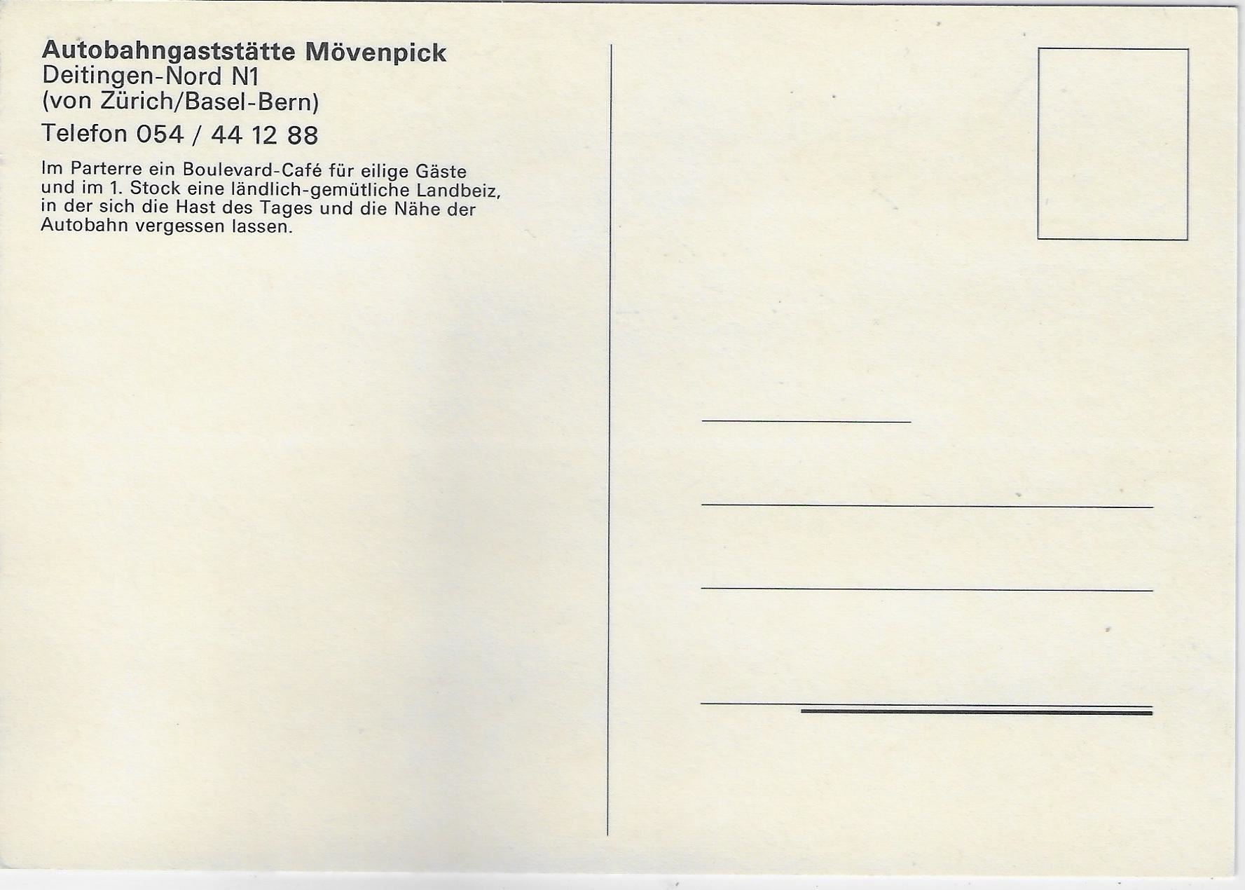 Cartes postales: Autobahngaststätte Mövenpick Deitingen- – D'occasion à Ettingen par Kartenplanet 1
