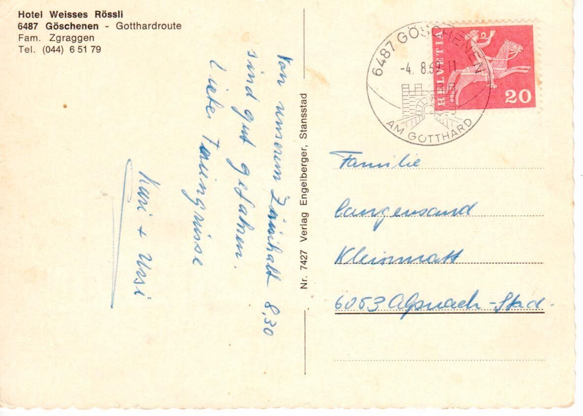 Cartoline postali: Hotel weisses Rössli Göschenen – Usato da Wolhusen venduto da Curver9 1